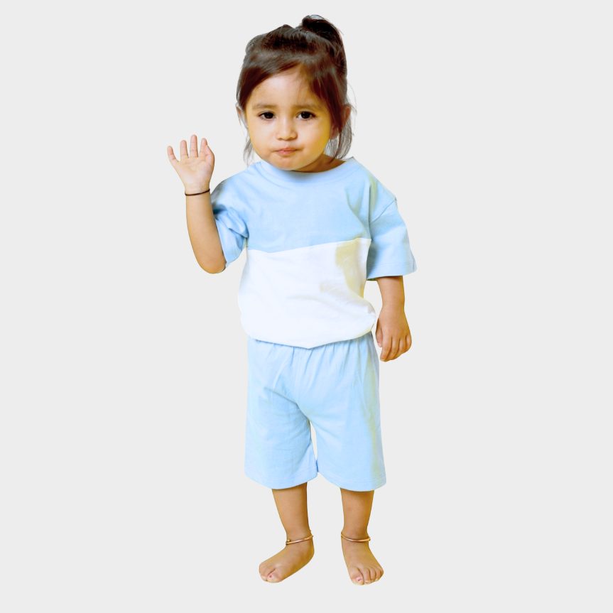 T-Shirt & Shorts Unisex Co-ord Set | Summer Sky
