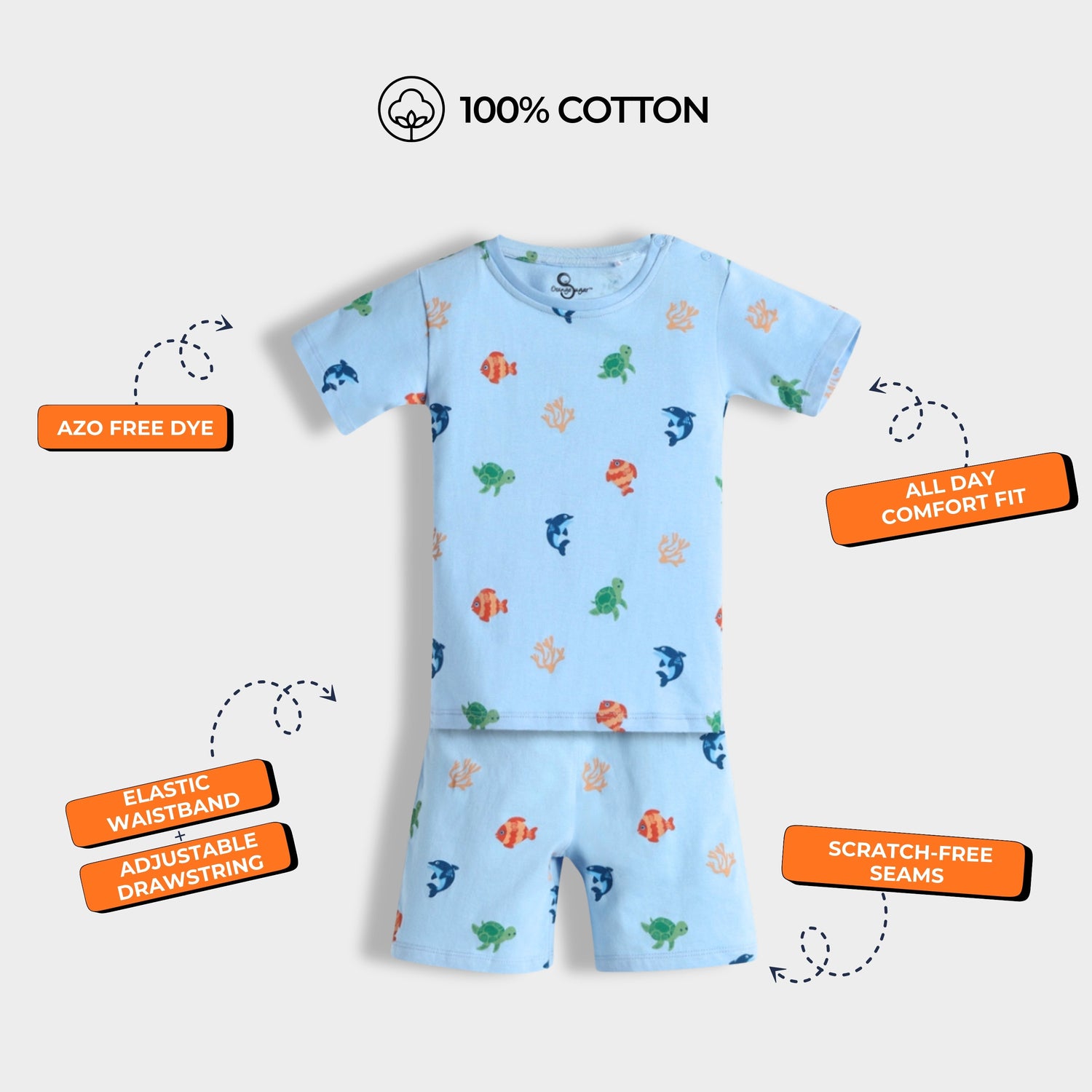 3 Pack T-Shirt & Shorts Unisex Co-ord Set | Hot Air, Underwater & Oranges