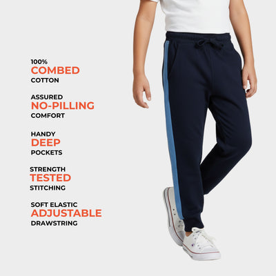 Cotton Joggers | Colour Block Blue