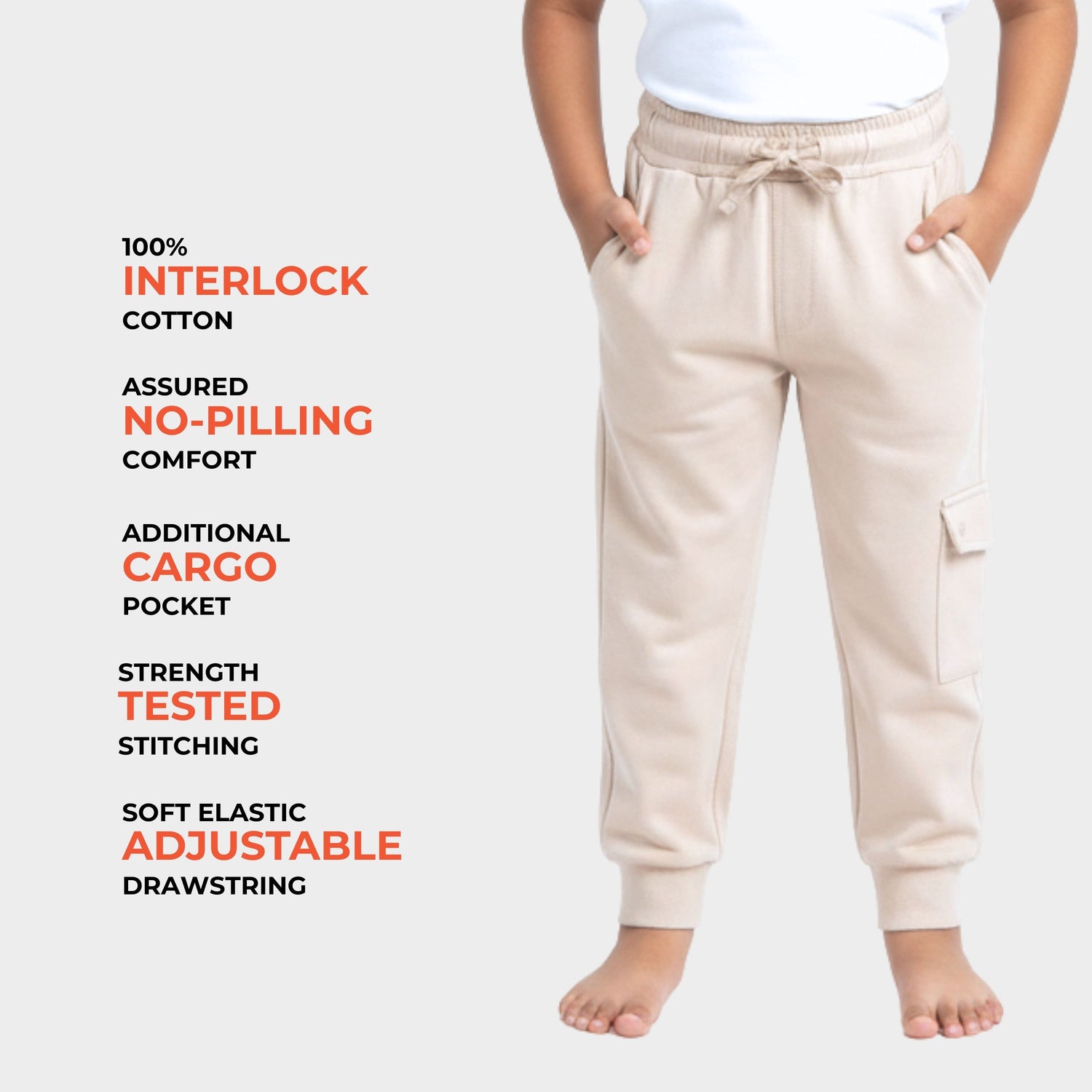 2 Pcs Interlock Joggers | Beige, Blue