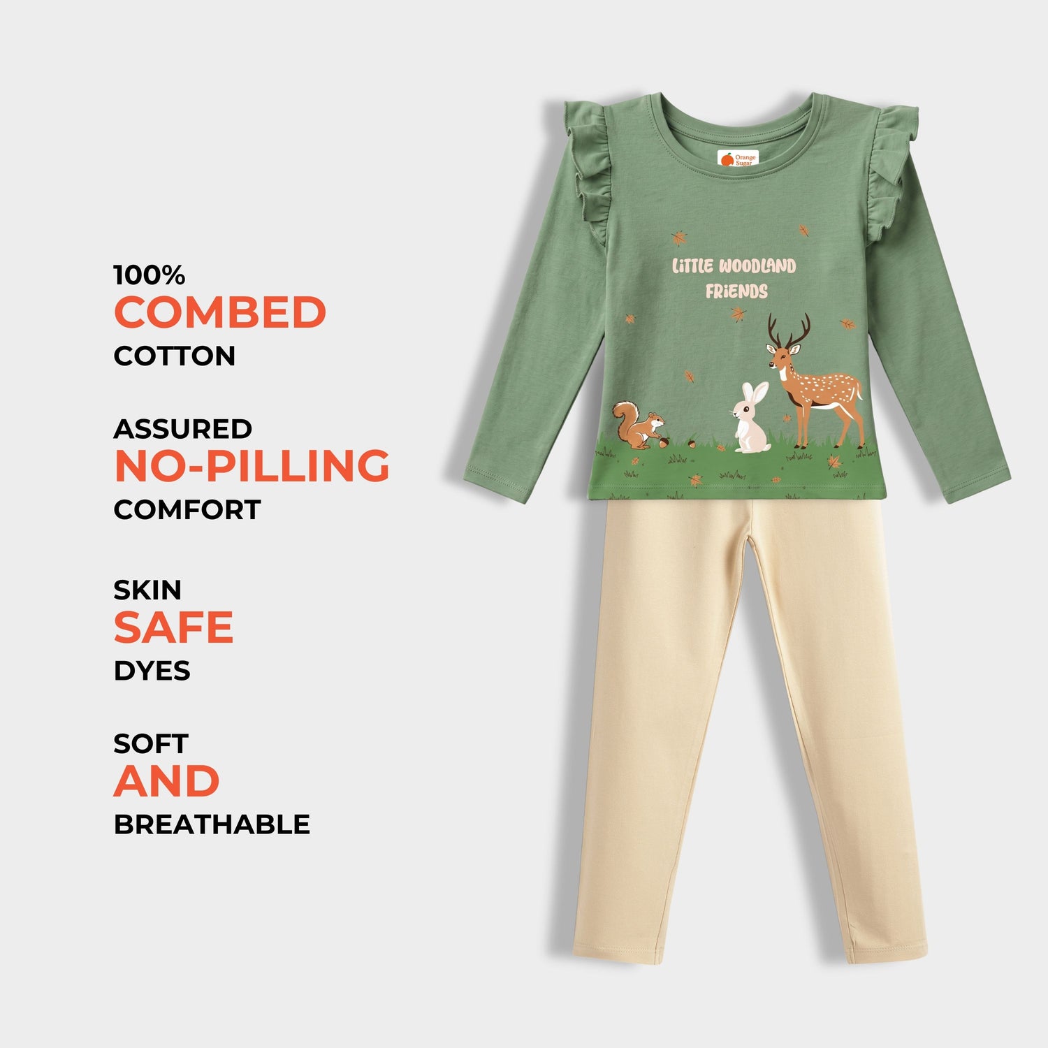 Full Sleeves Girls Top & Leggings Set | Forest Friend