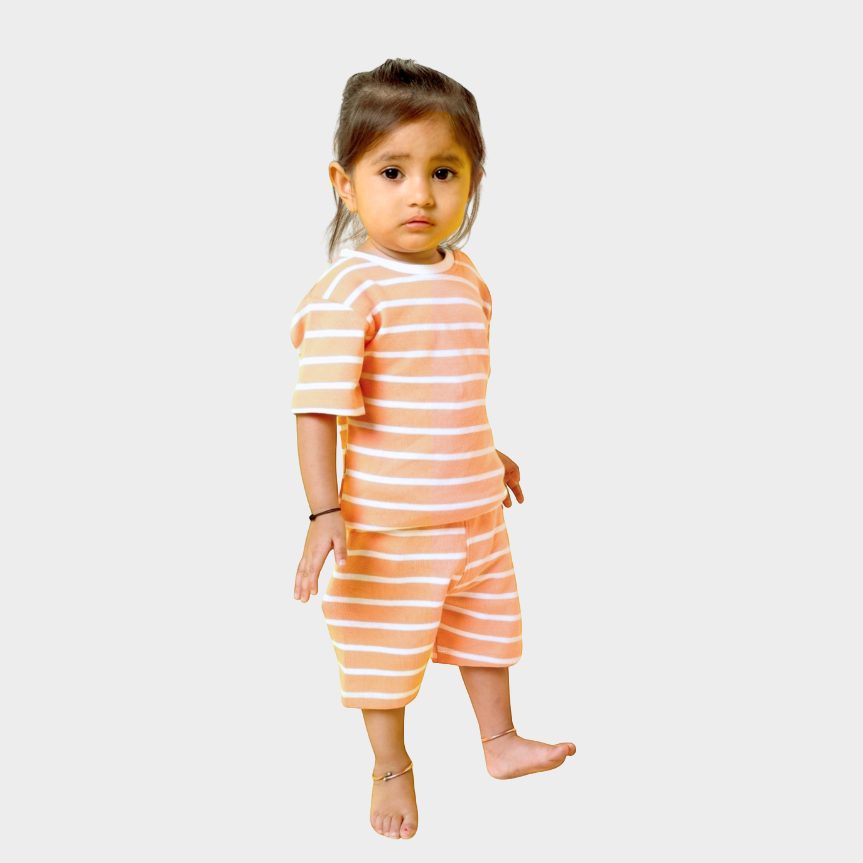 T-Shirt & Shorts Unisex Co-ord Set | Orange Stripes