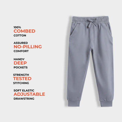 2 Pcs Cotton Joggers | Grey, Blue