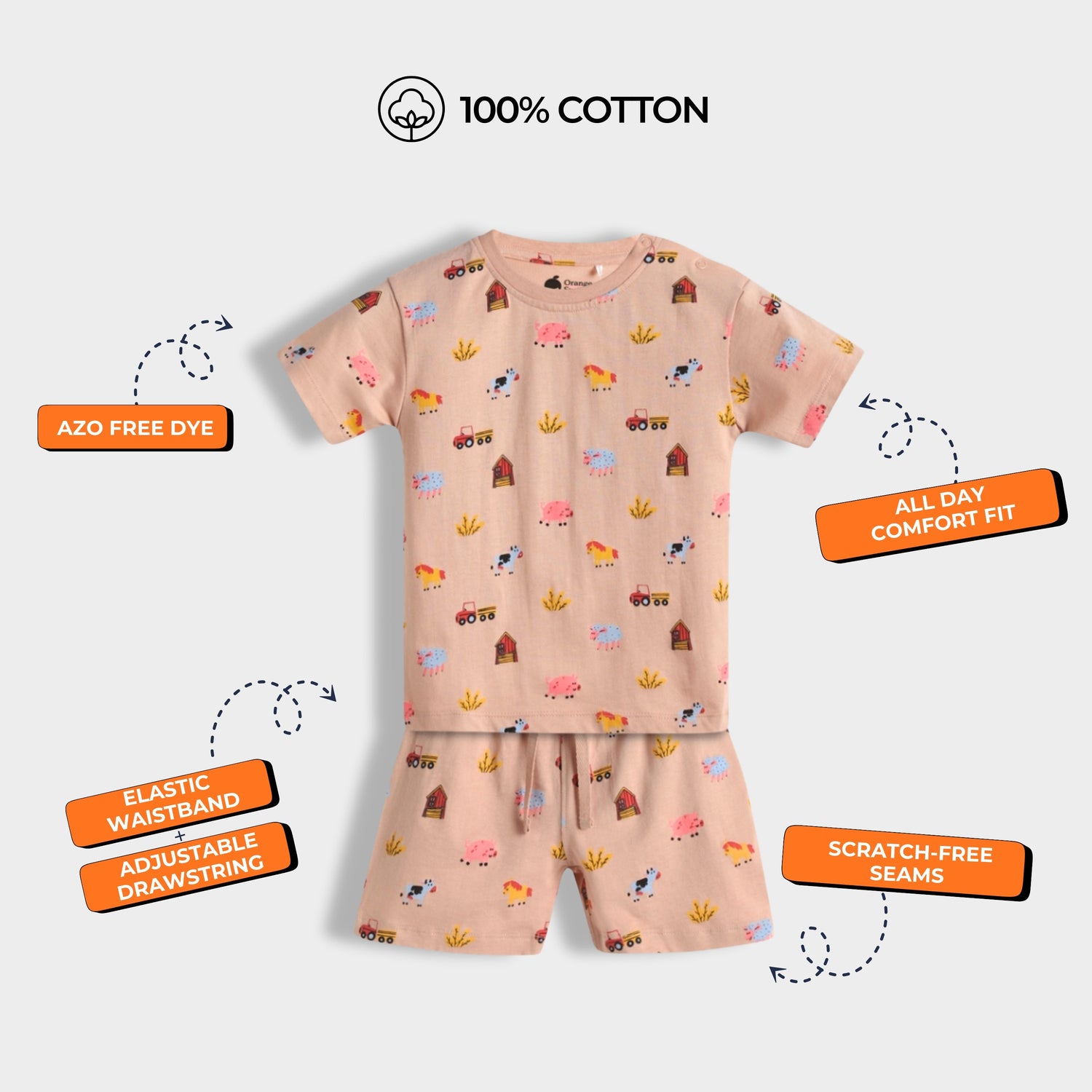 T-Shirt & Shorts Unisex Co-ord Set | Farm Animals