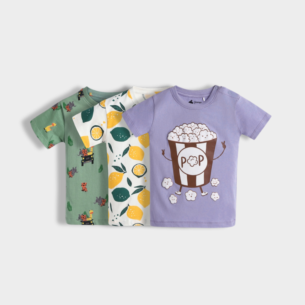 3 Pack Half Sleeves T-Shirt | Jungle, Popcorn, Lemon