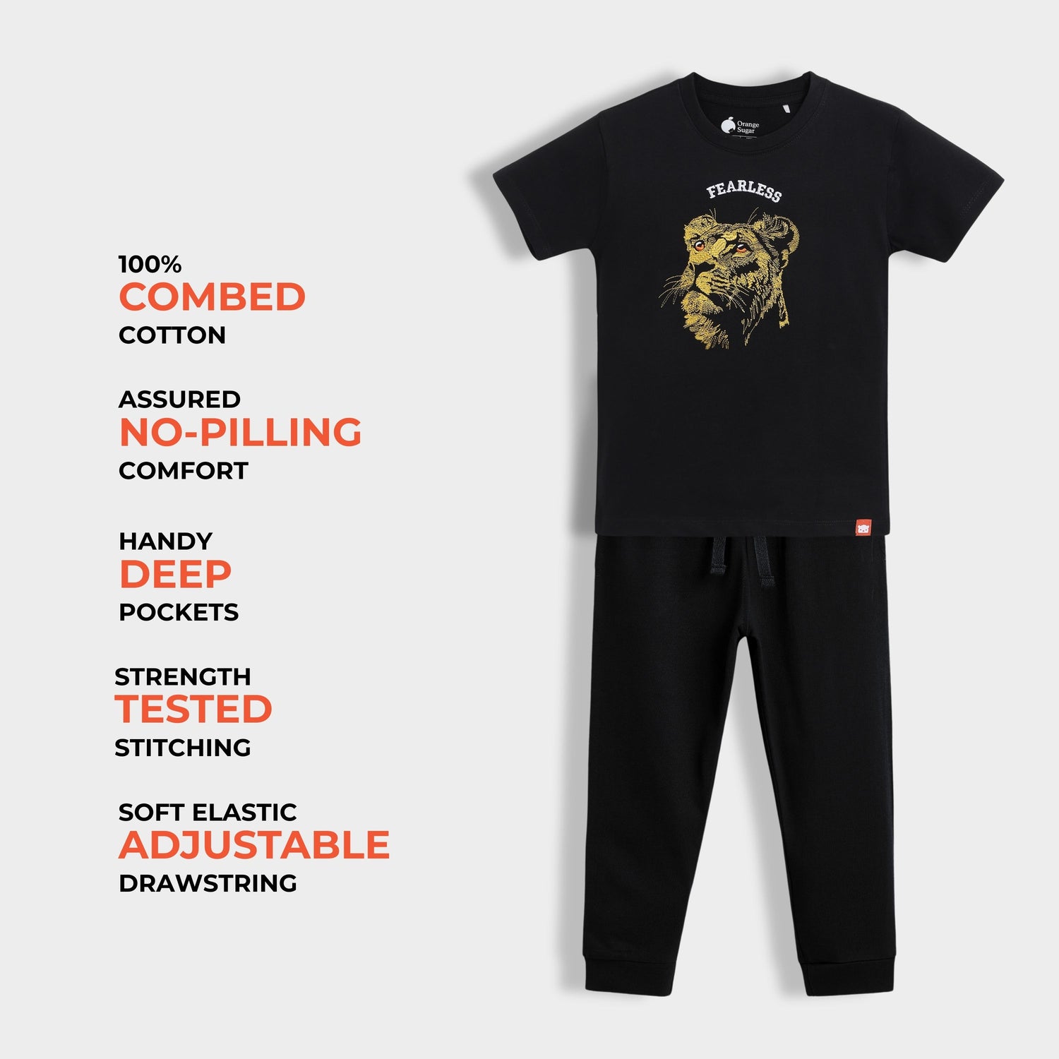 3 Pack Half Sleeves Unisex T-Shirt & Joggers Set | Brown, Fearless Lion, Formula Racing