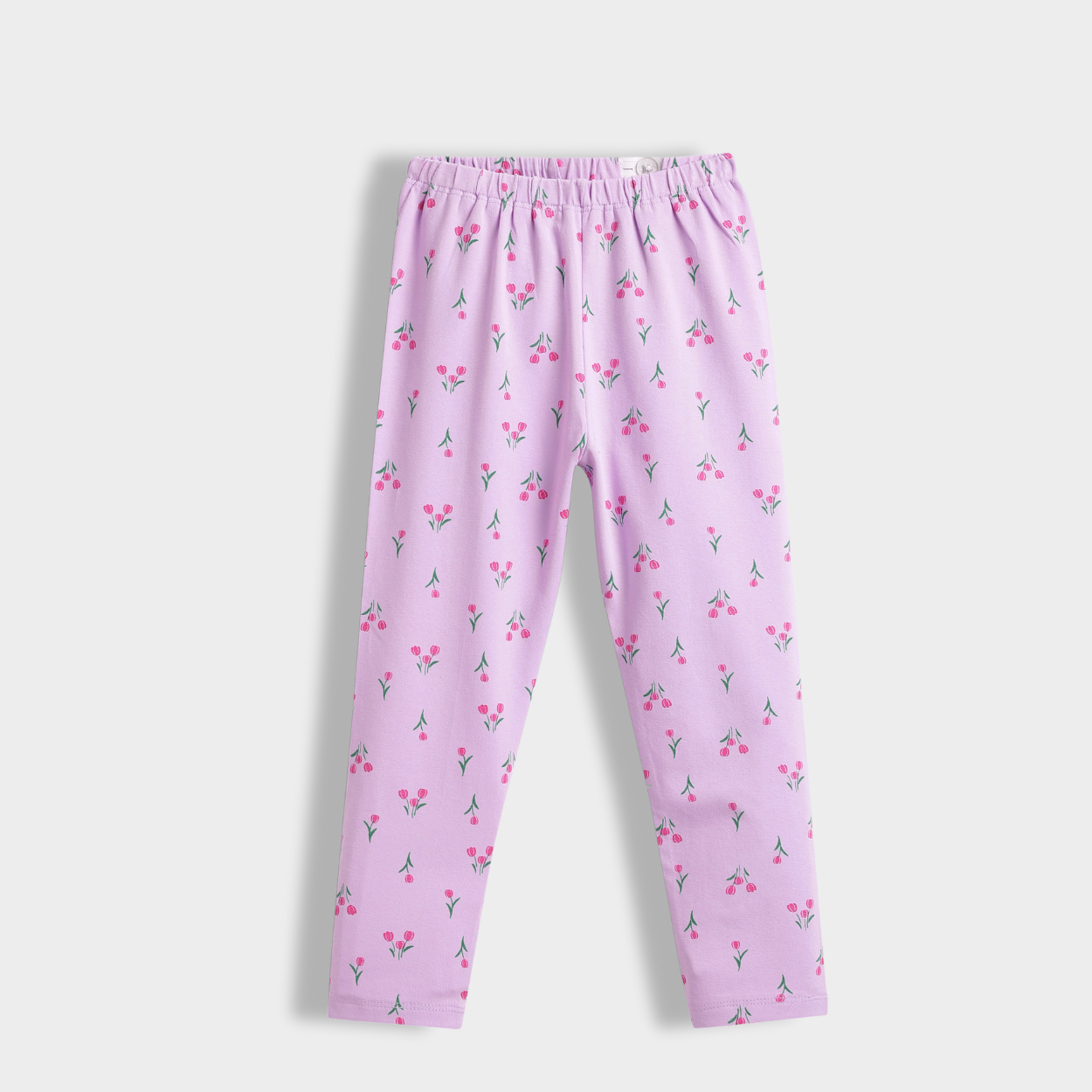 5 Pcs Leggings | Air Force Blue, Green, Light Lavender Tulips, Coral Pink Hearts, White Tulips