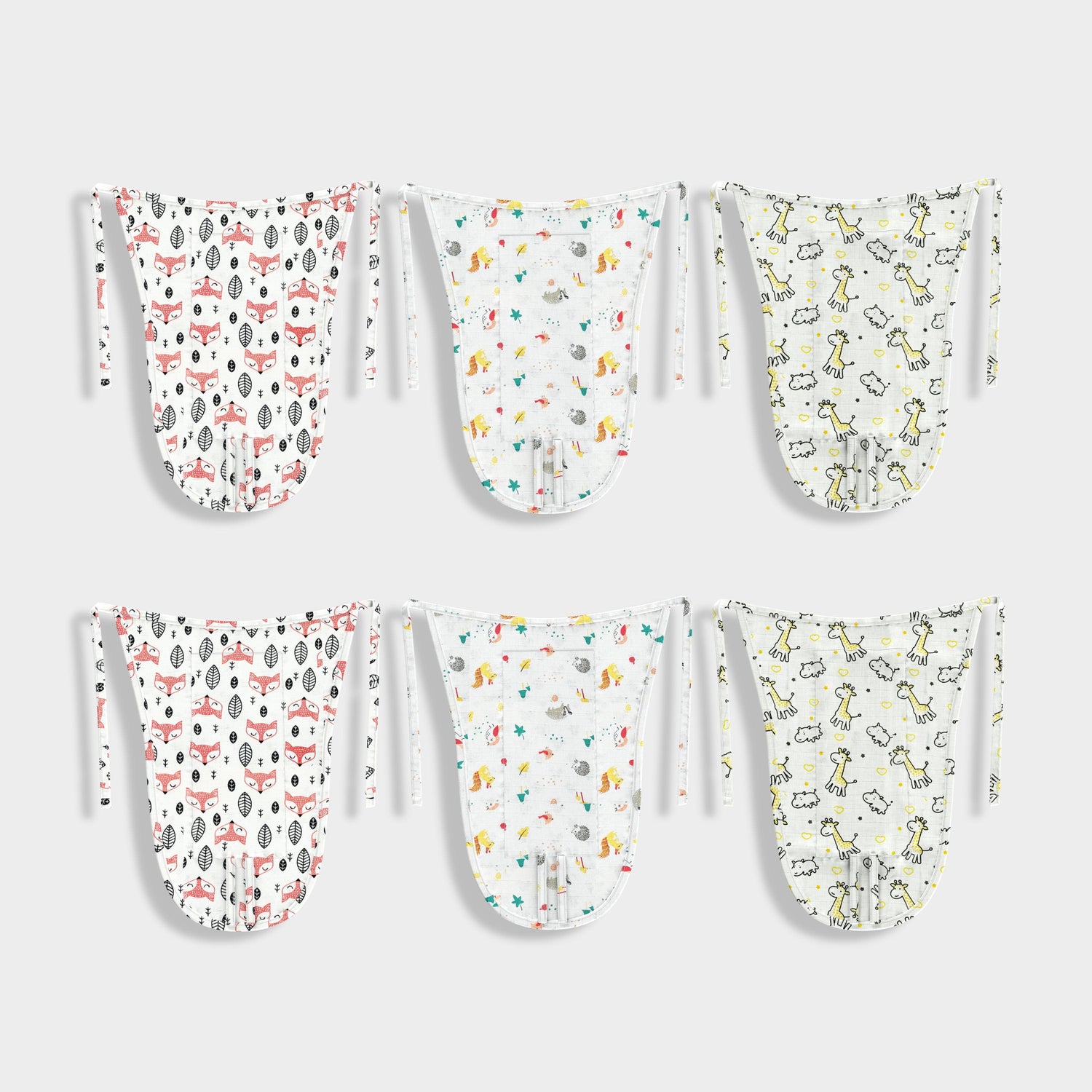6 Pack Muslin Langoti | Fox, Spikey, Jolly Giraffe