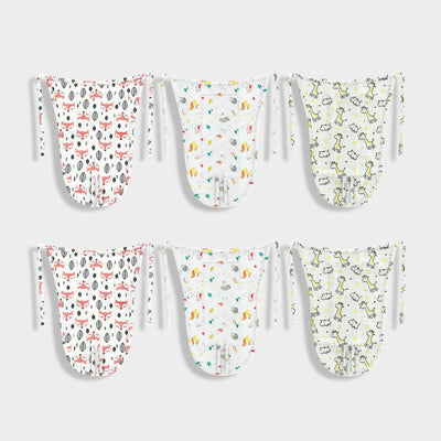 6 Pack Muslin Nappies | Fox, Spikey, Jolly Giraffe