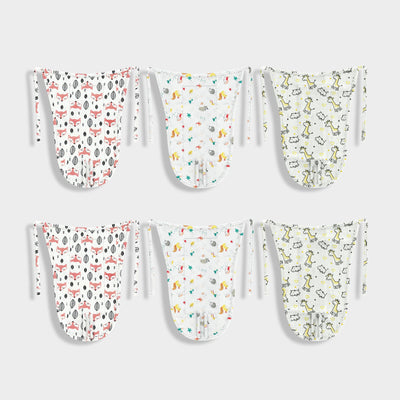 6 Pack Muslin Nappies | Fox, Spikey, Jolly Giraffe