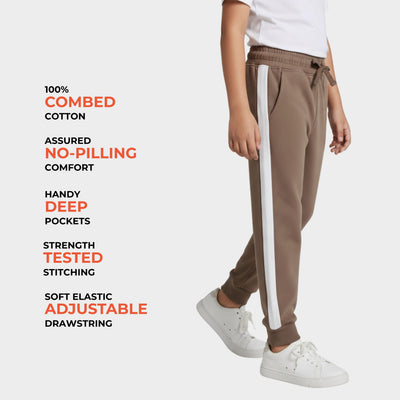 Cotton Joggers | Colour Block Biscuit Brown