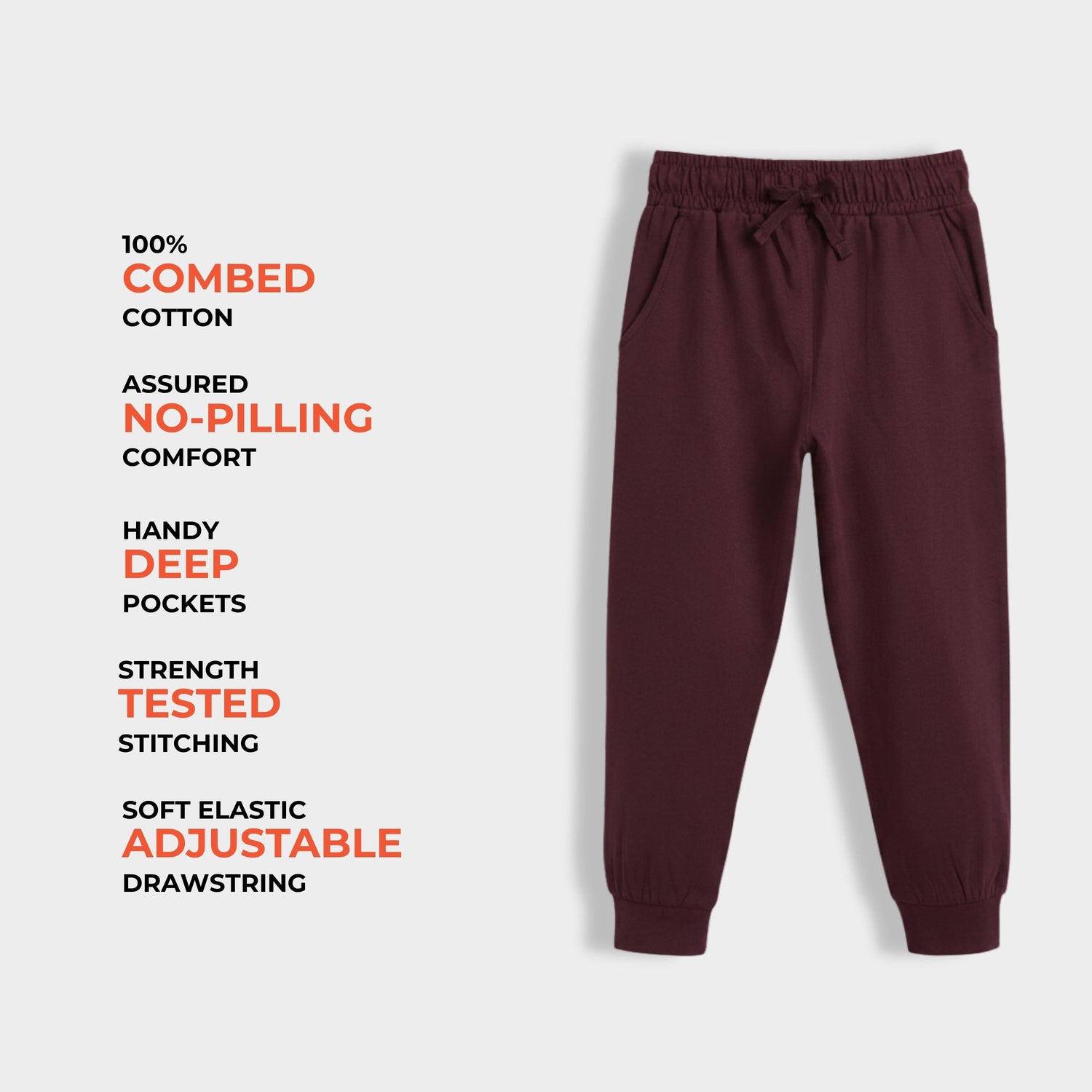 2 Pcs Cotton Joggers | Wine, Air Force Blue
