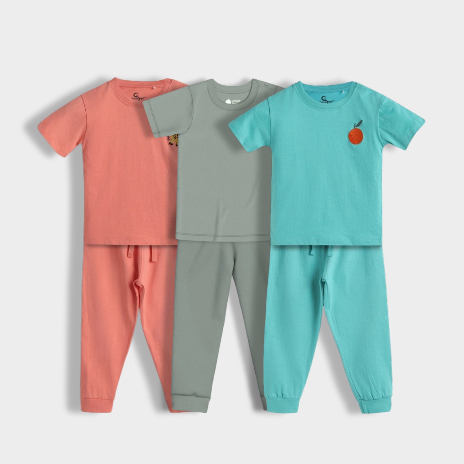 3 Pack Half Sleeves Unisex Co-ord Set | Giraffe, Aqua Orange & Penguin Float