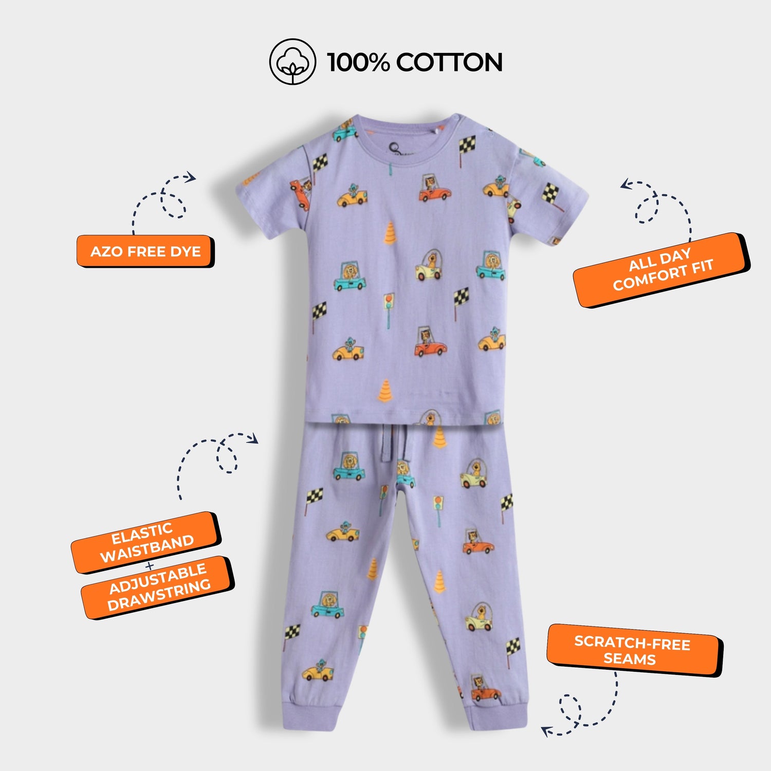 Half Sleeves Unisex Co-ord Set | Racing Cars