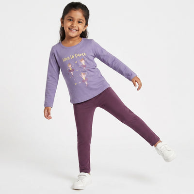 Full Sleeves Girls Top & Leggings Set | Love To Dance