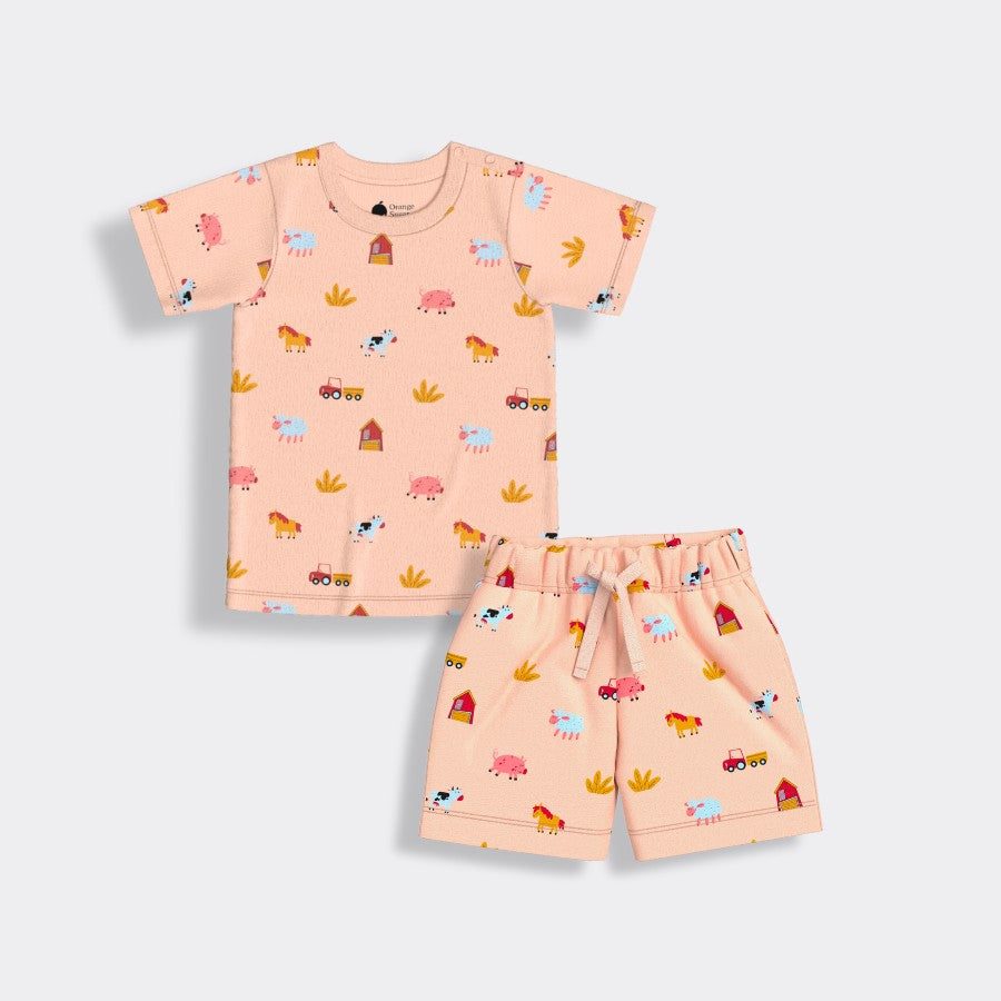 3 Pack T-Shirt & Shorts Unisex Co-ord Set | Hot Air, Farm, Orange