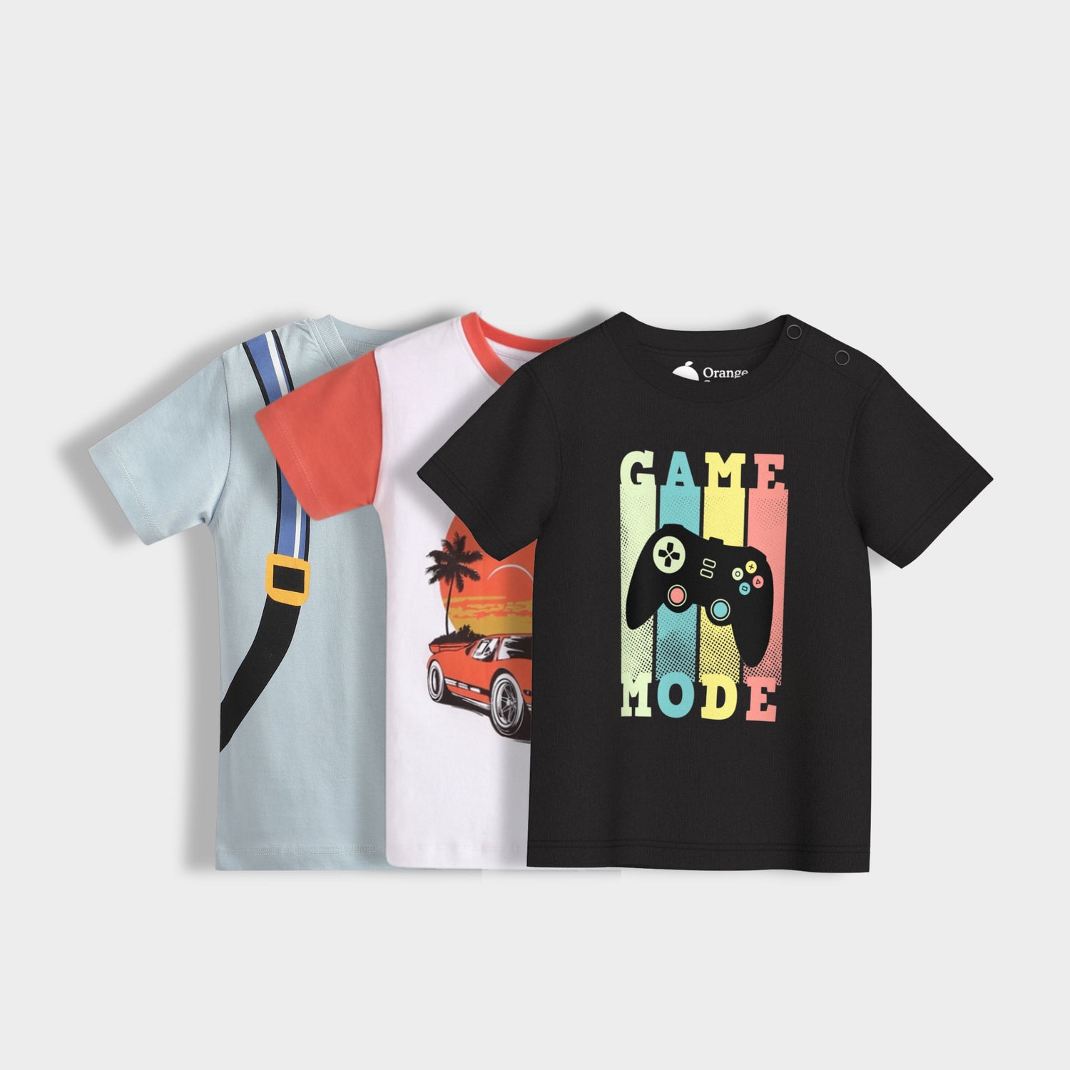 3 Pack Half Sleeves Unisex T-Shirts | Back Pack, Car Ride, Game Mode