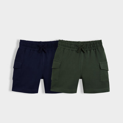 2 Pcs Interlock Shorts | Royal Blue, Dark Olive