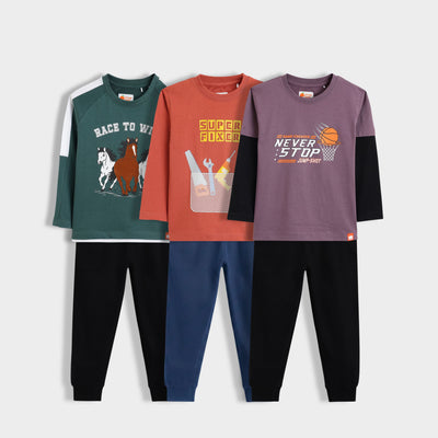 3 Pack Full Sleeves Unisex Co-ord Set | Race To Win, Super Fixer, Never Stop