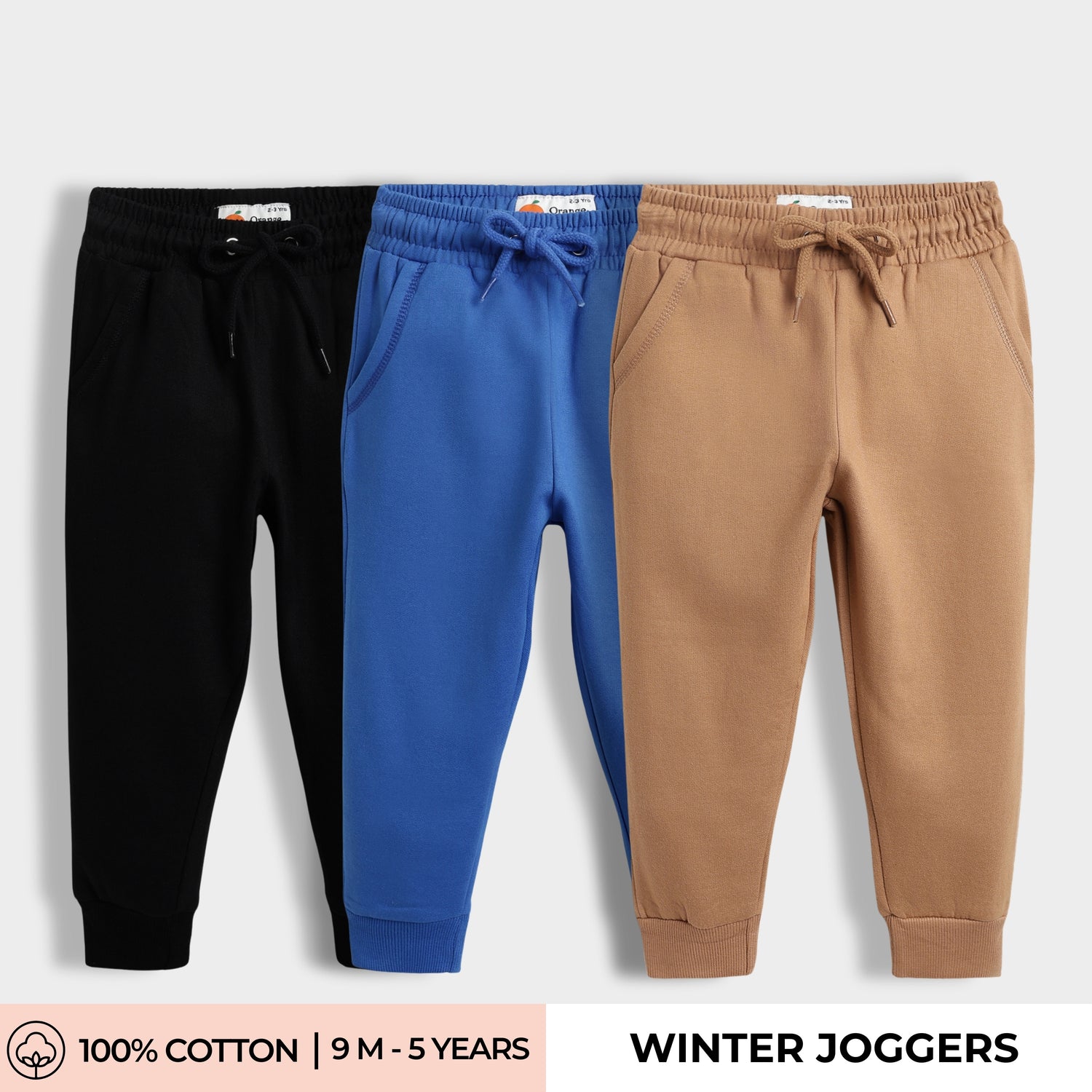 3 Pcs Winter Joggers | Blue, Black, Brown
