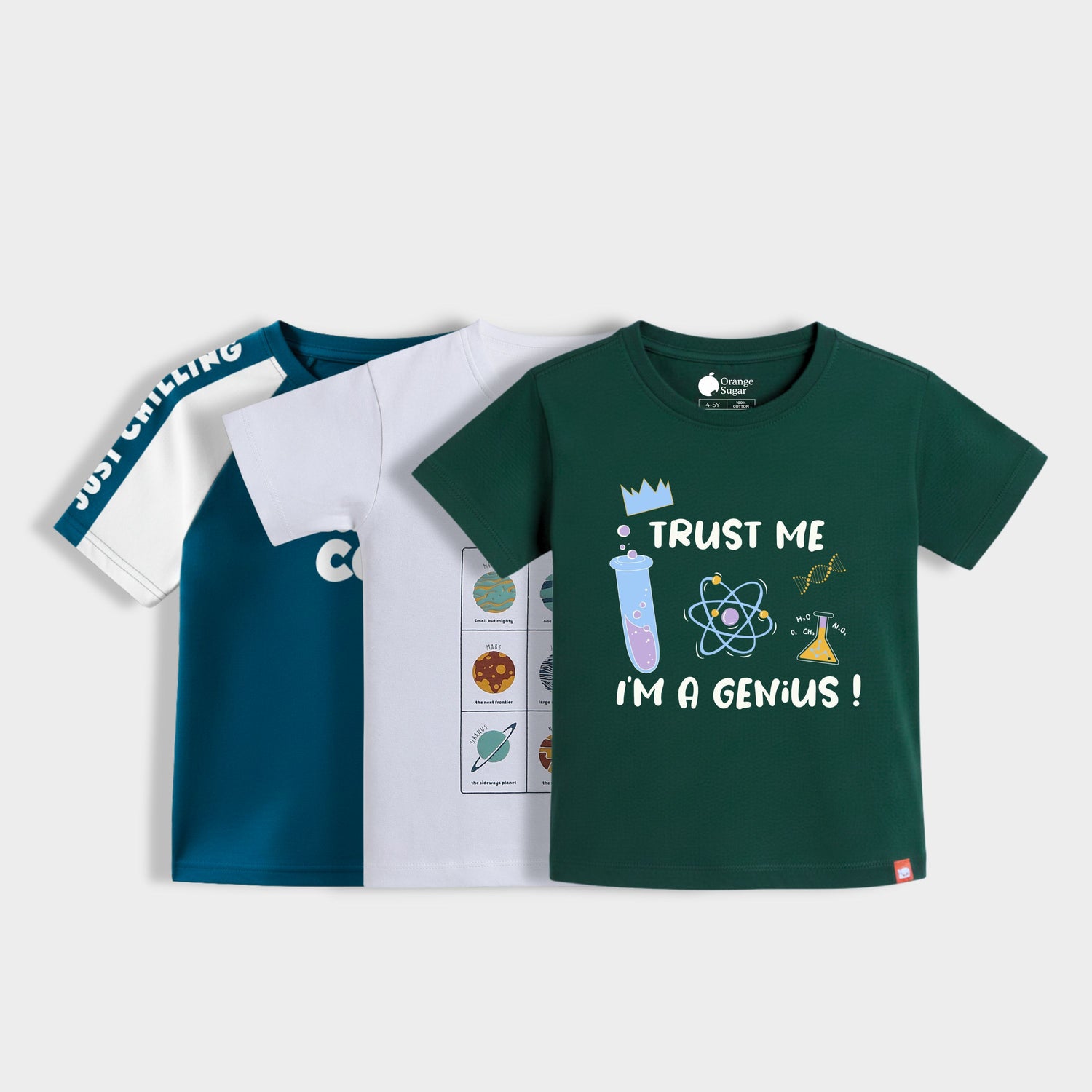 3 Pack Half Sleeves Unisex T-Shirts | I Am Cool, Little Planet, I Am Genius