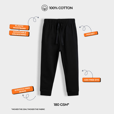 2 Pcs Cotton Joggers | Black, Blue