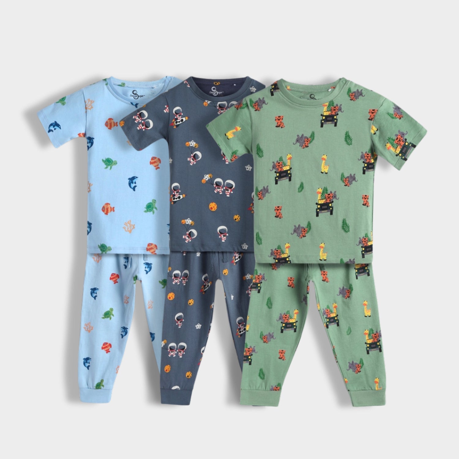 3 Pack Half Sleeves Unisex Co-ord Set | Space, Jungle & Underwater