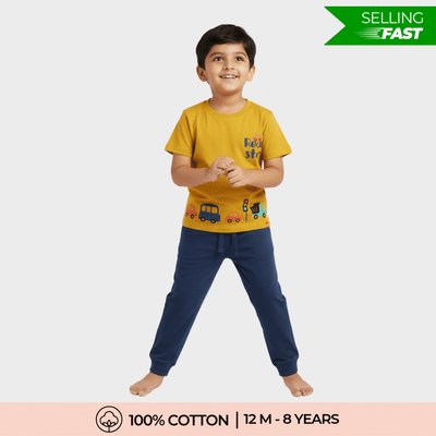 Half Sleeves Unisex T-Shirt & Joggers Set | Road Trip