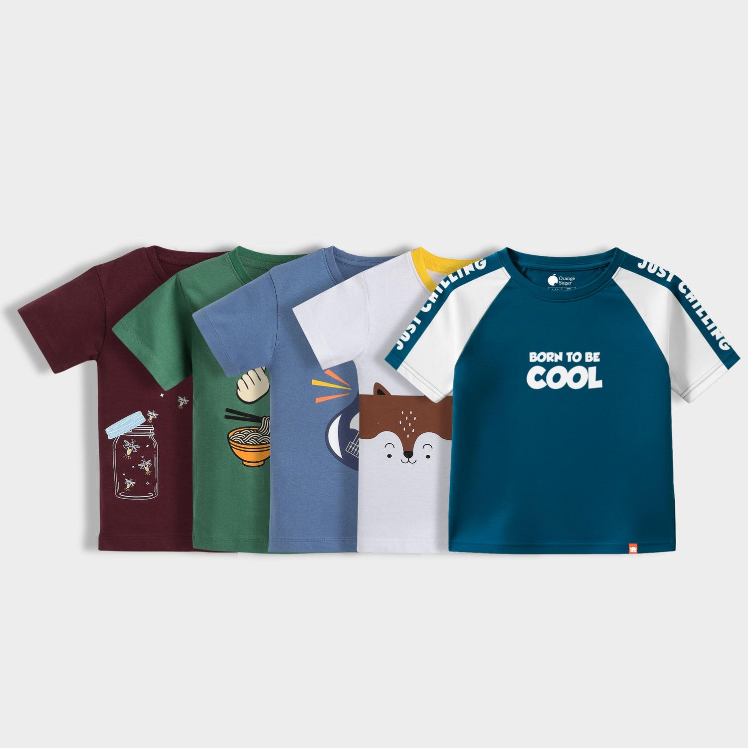 5 Pack Half Sleeves Unisex T-Shirts | Firefly Magic, Korea Love, Little Rockstar, Half And Half, I Am Cool