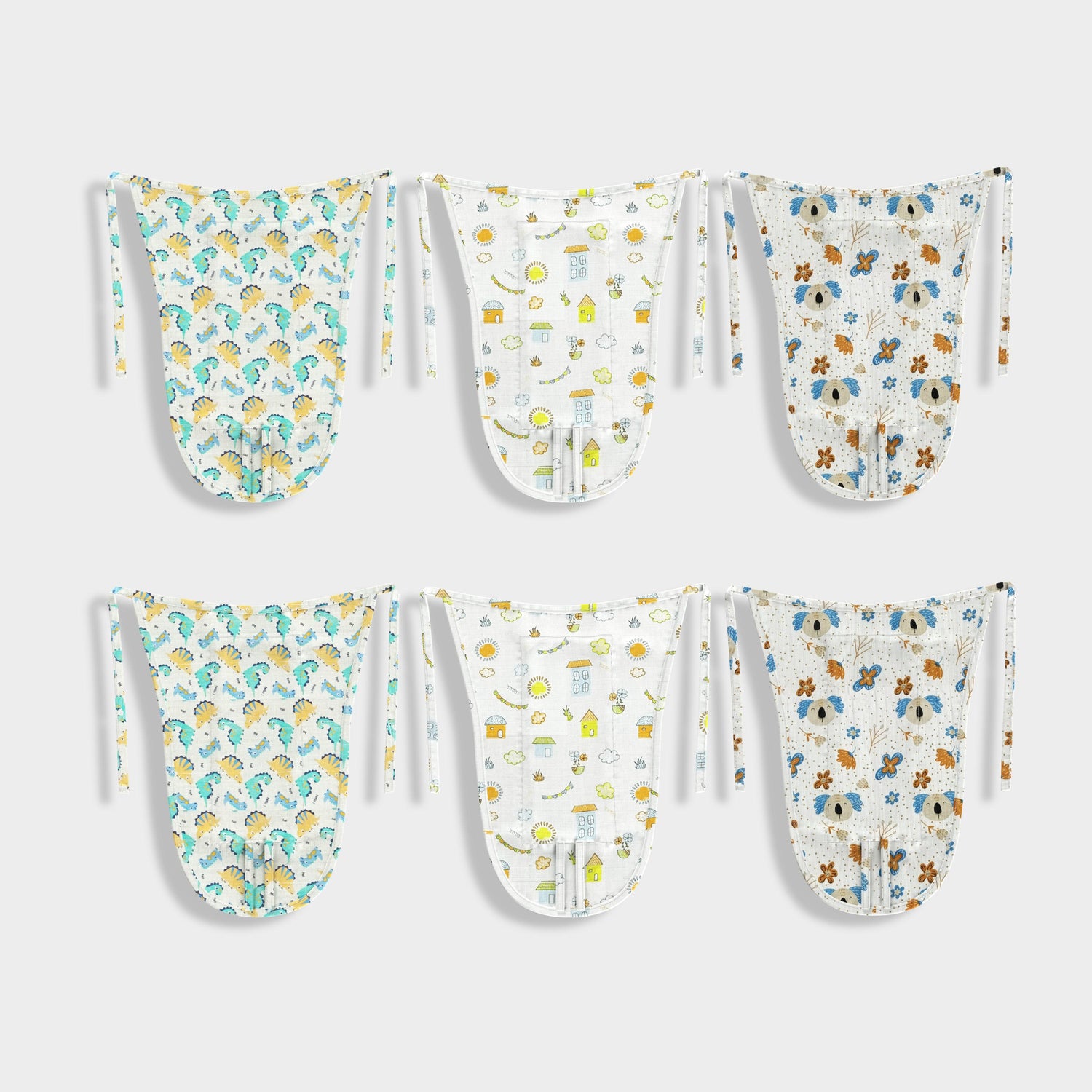 6 Pack Muslin Langot | Dinosaur, Street, Kaola