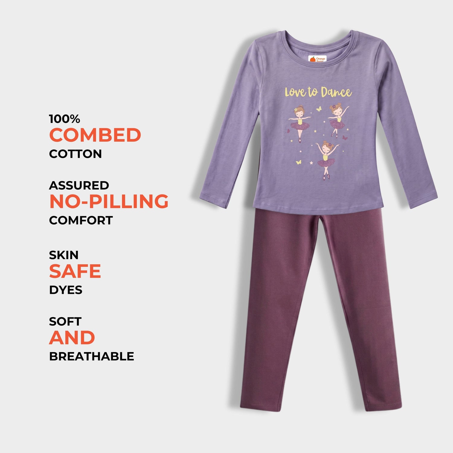 Full Sleeves Girls Top & Leggings Set | Love To Dance