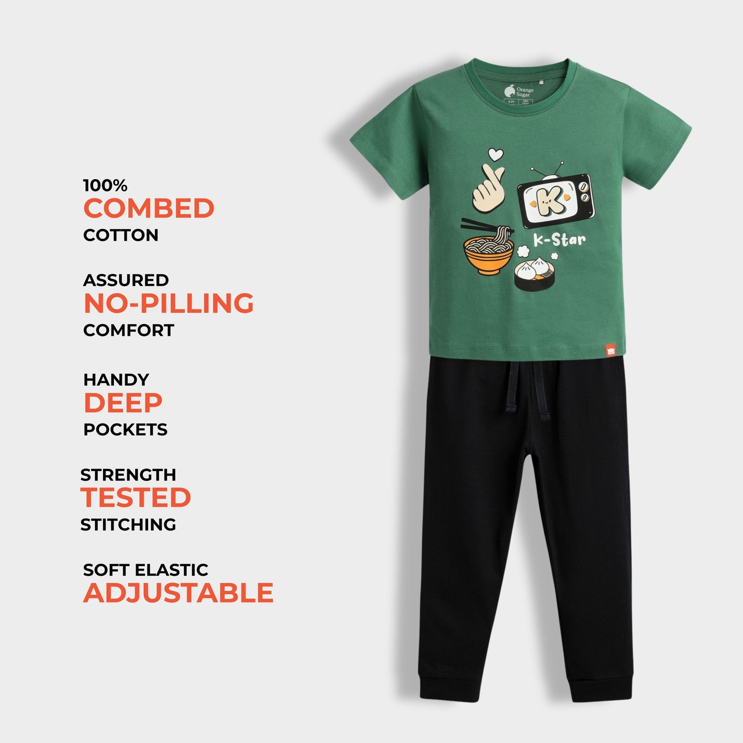 Half Sleeves Unisex T-Shirt & Joggers Set | Korea Love