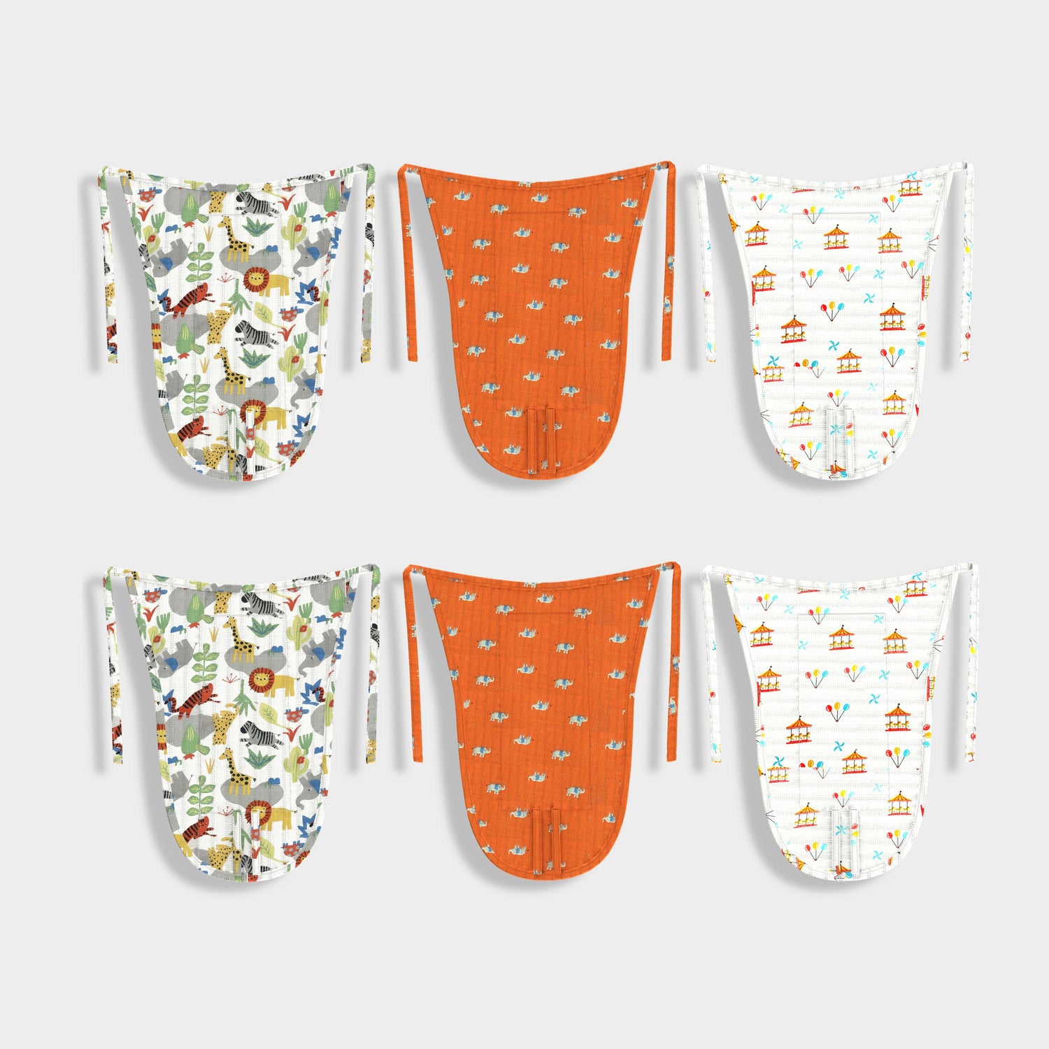 6 Pack Muslin Langot | Jungle, Red Elephant, Swing