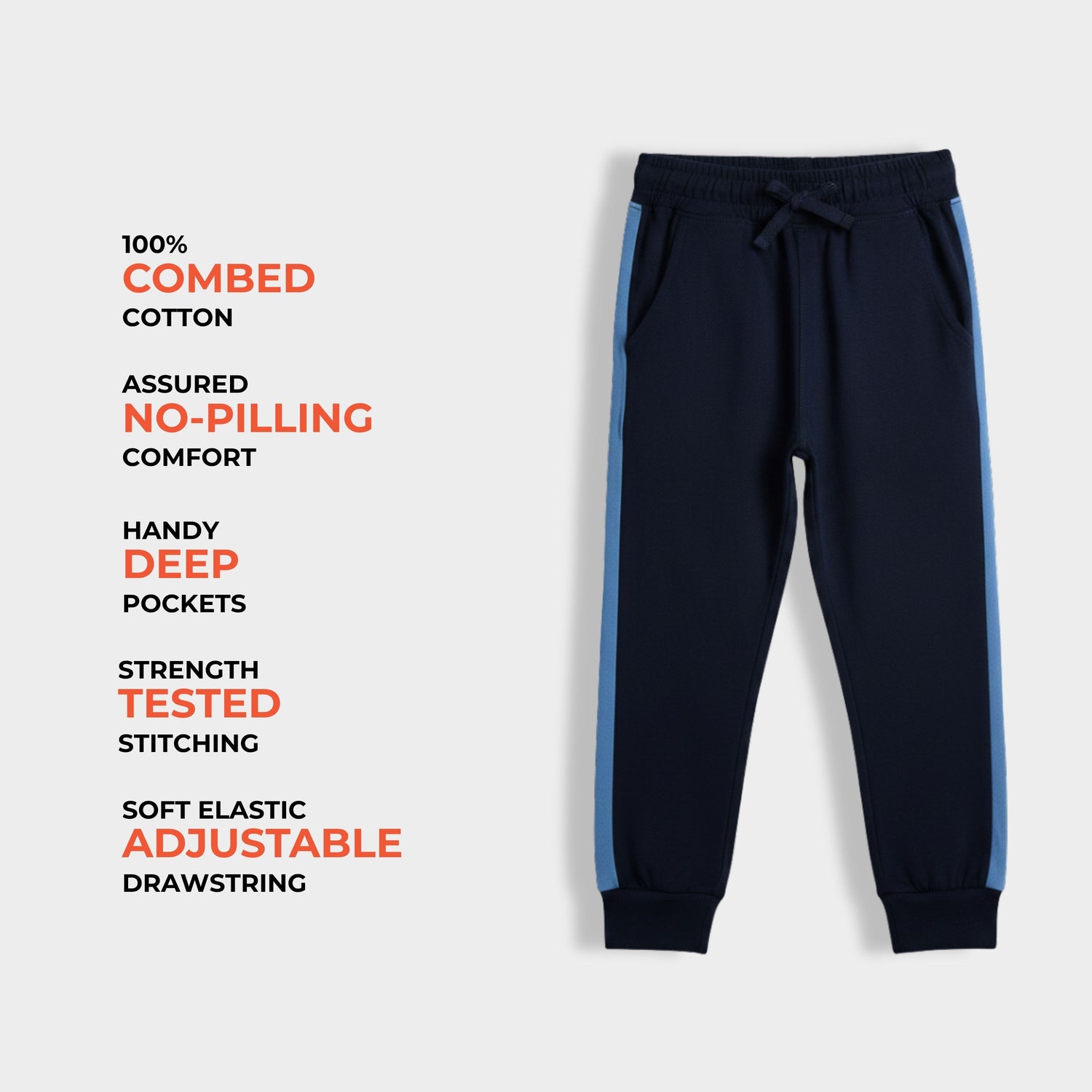 5 Pcs Cotton Joggers | Black, Colour Block Blue, Wine, Brown, Grey
