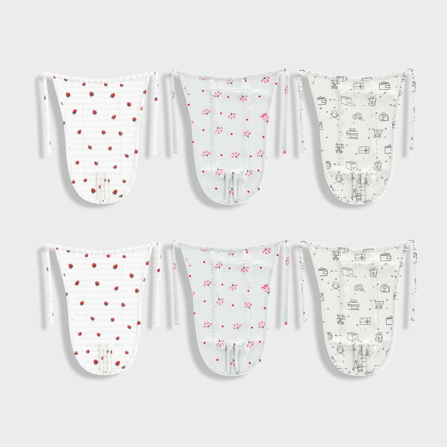 6 Pack Muslin Langot | Strawberry, Flower, White Truck