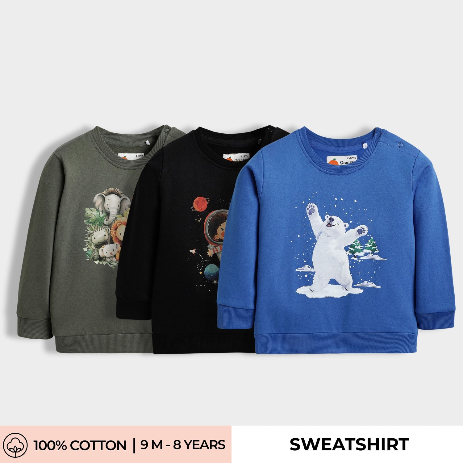 3 Pack Sweatshirts | Wild Pals, Space Kid, Snowy Joy