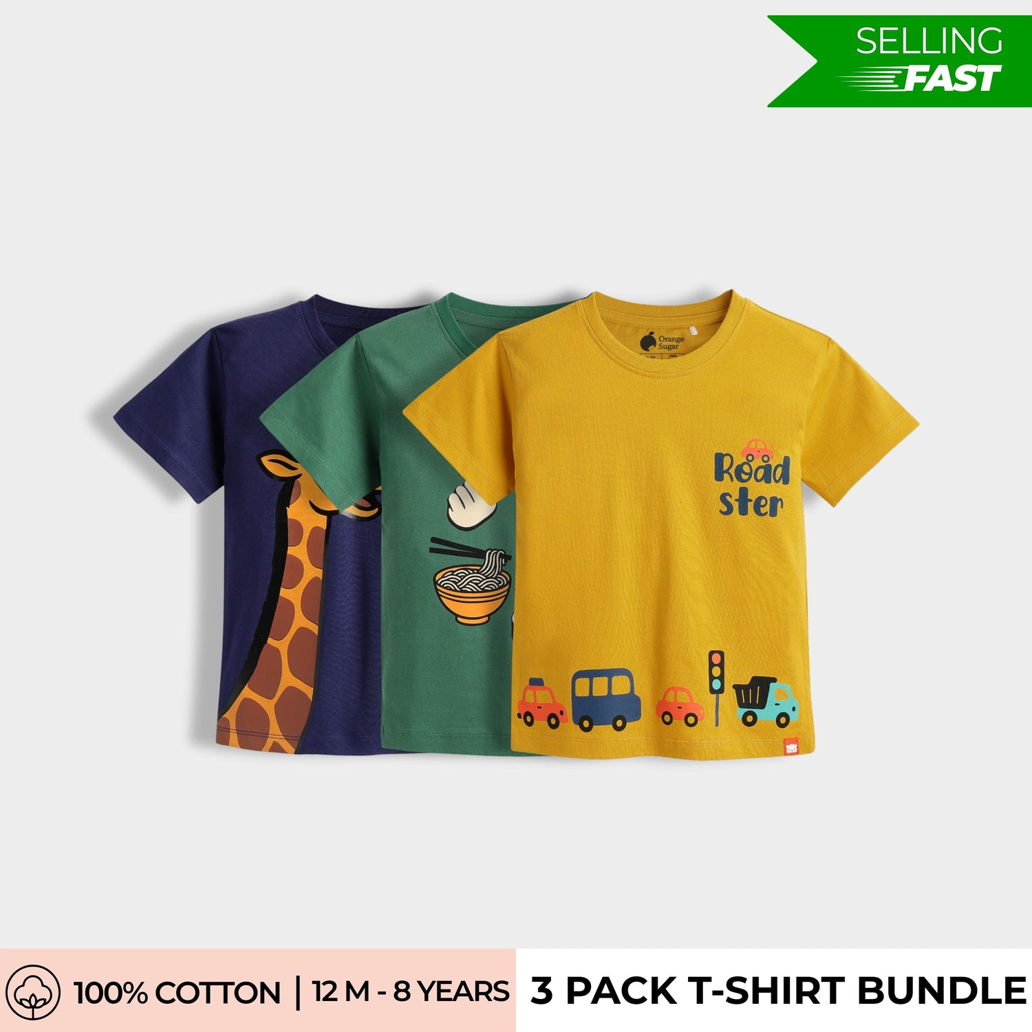 3 Pack Half Sleeves Unisex T-Shirts | Sporty Giraffe, Korea, Road Trip