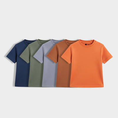 5 Pack Half Sleeves Unisex T-Shirts | Brown, Grey, Olive Green, Blue, Orange