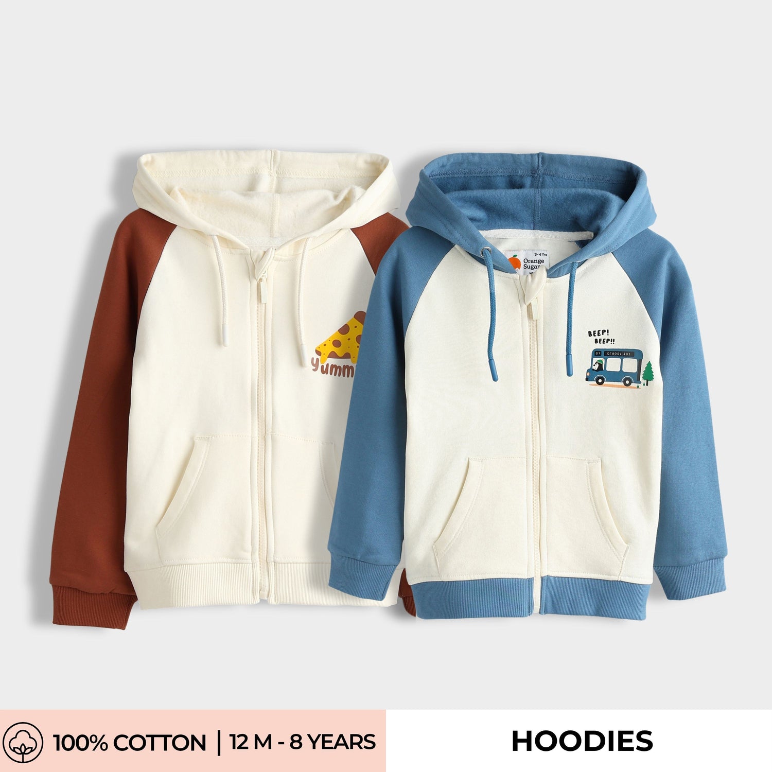 2 Pack Winter Hoodies | Pizza, School Bus