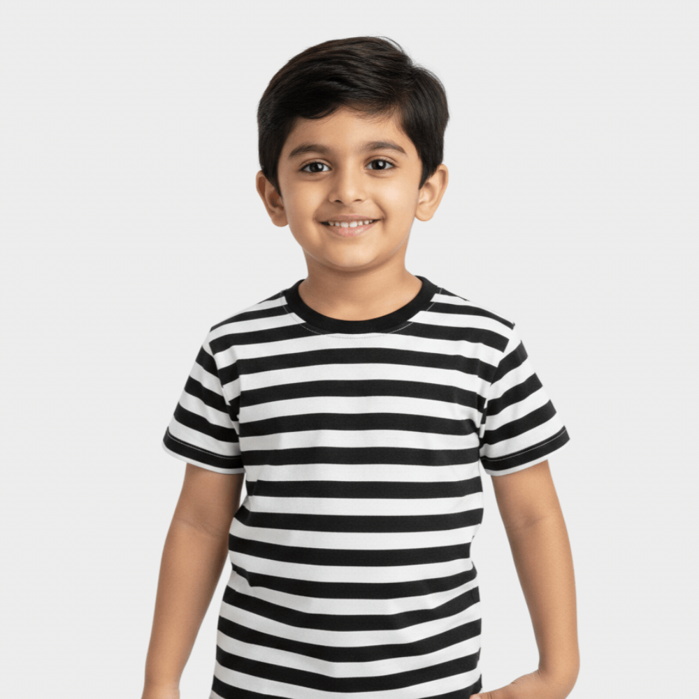 Half Sleeves Tee | Black Stripes
