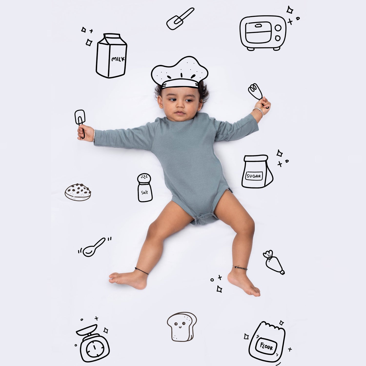 2 Pcs Full Sleeves Bodysuit | Cars, Grey