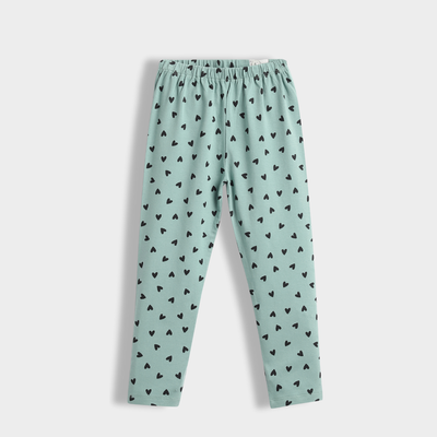 3 Pcs Leggings | Coastal Green Hearts, Pink, White Tulips