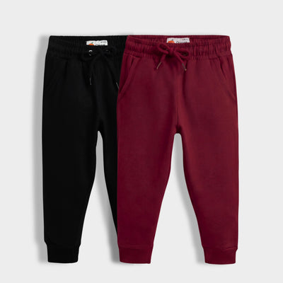 2 Pcs Winter Fleece Joggers | Space Kid, Maroon