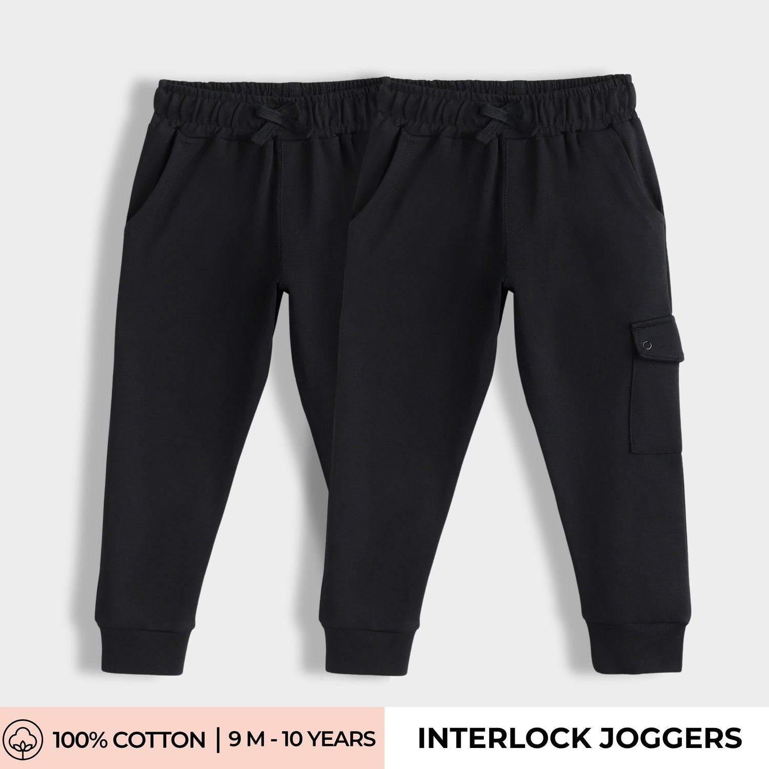 2 Pcs Interlock Joggers | Black