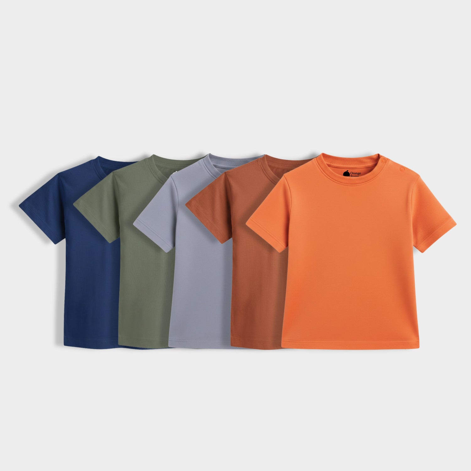 5 Pack Half Sleeves Unisex T-Shirts | Brown, Grey, Olive Green, Blue, Orange