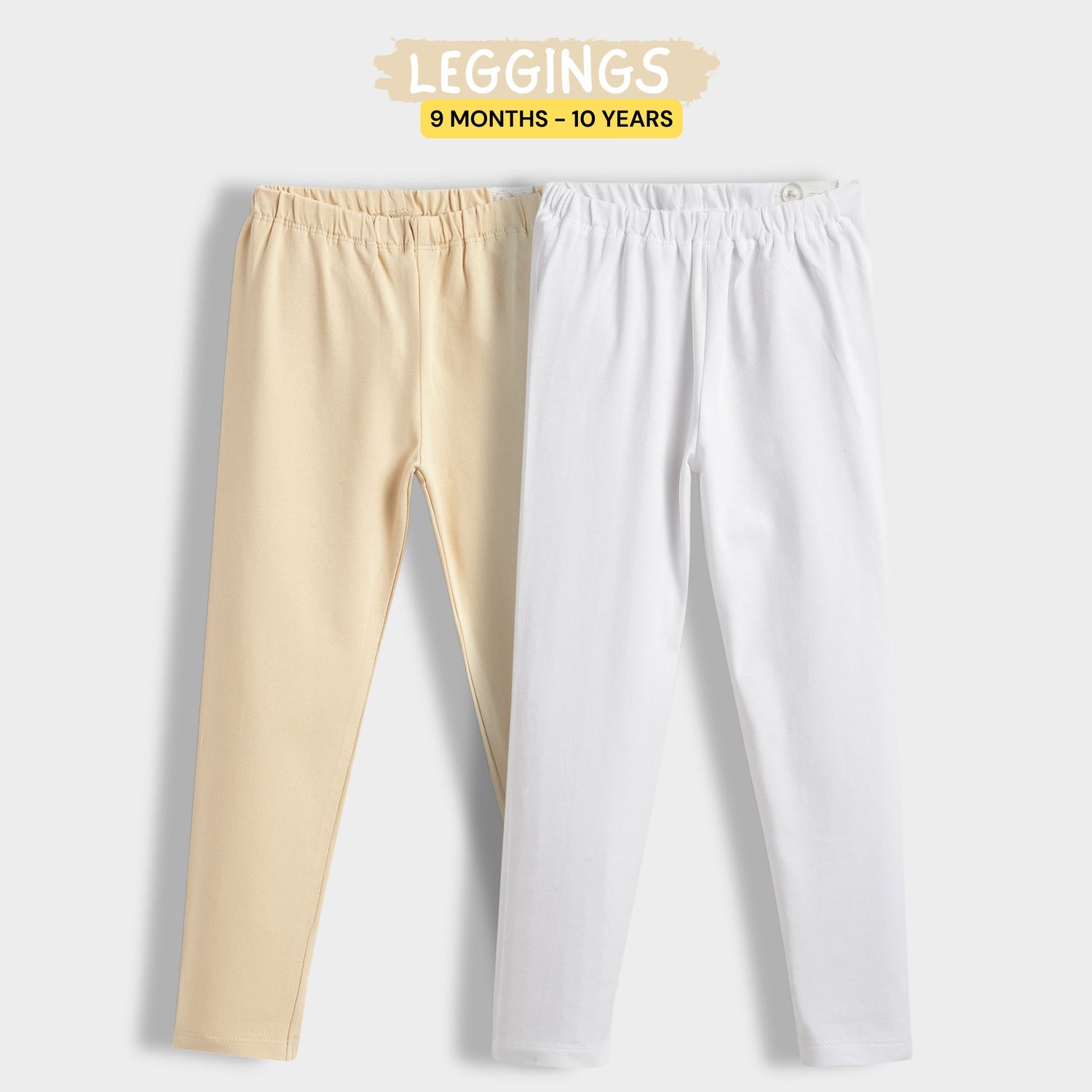 2 Pcs Leggings | Beige, White