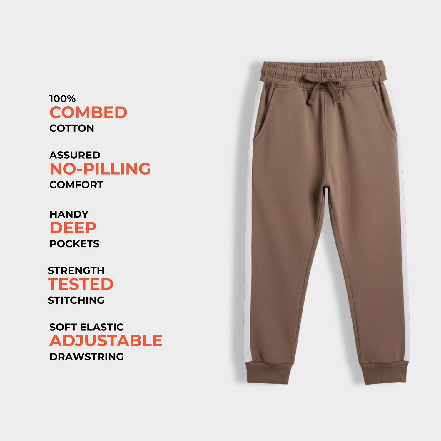 Cotton Joggers | Colour Block Biscuit Brown
