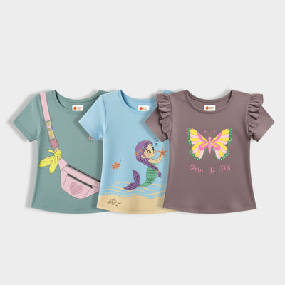 3 Pack Girls Top | Girls Club, Undersea Princess, Fairy Wings