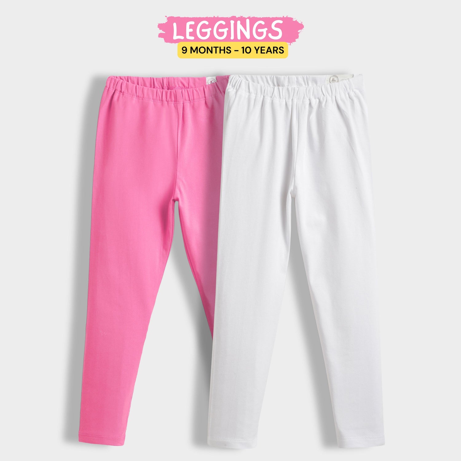 2 Pcs Leggings | Pink, White