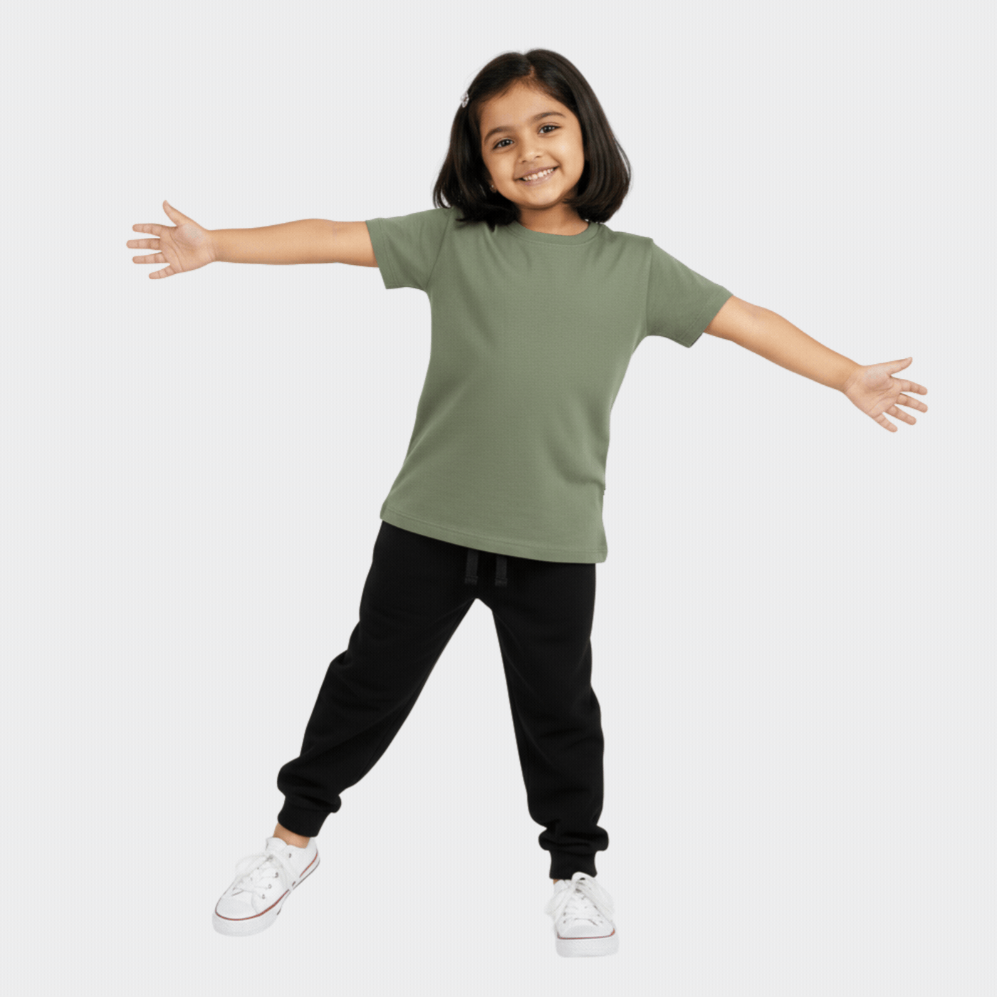 Half Sleeves Unisex T-Shirt & Joggers Set | Olive Green